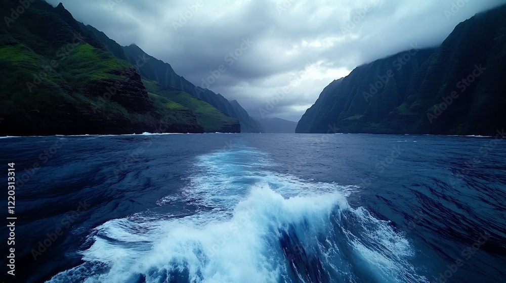 Fototapeta premium Na Pali Coastline, Kauai, Hawaii: Majestic Cliffs and Serene Ocean