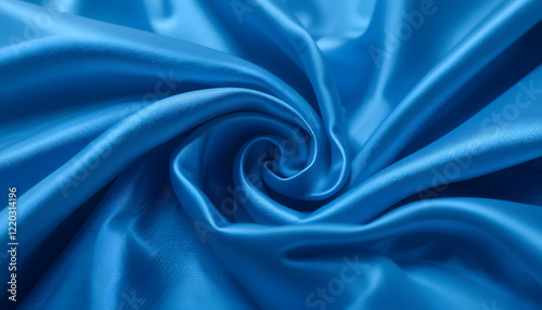 4K Close-Up of Elegant Blue Silk Satin with Soft Flowing Waves, Ideal for Luxury Textile, Fashion, and Interior Design Projects.