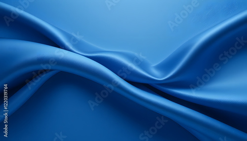 Luxurious Blue Silk Satin Fabric with Smooth Flowing Waves, High-Resolution 4K Close-Up, Perfect for Elegant Backgrounds, Fashion, and Textile Design.