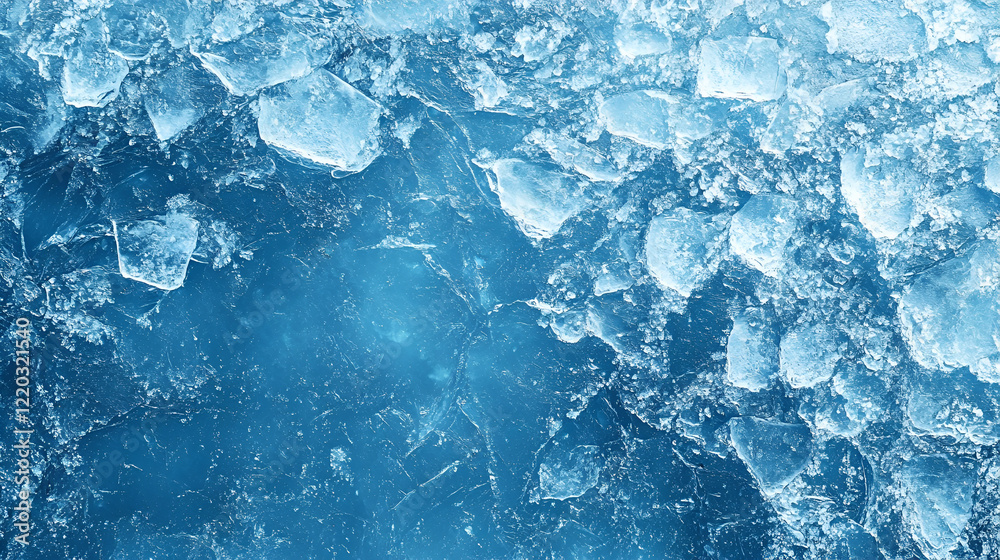 Ice surface texture macro shot on a blue wallpaper Ice surface texture macro shot on a blue wallpaper