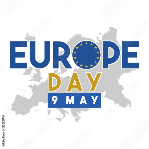 Europe Day. Annual public holiday in May. Is the name of two annual observance days - 5 May by the Council of Europe and 9 May by the European Union. Poster, card, banner and background. Vector

