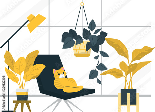 indoor plants Flat Illustrations vector