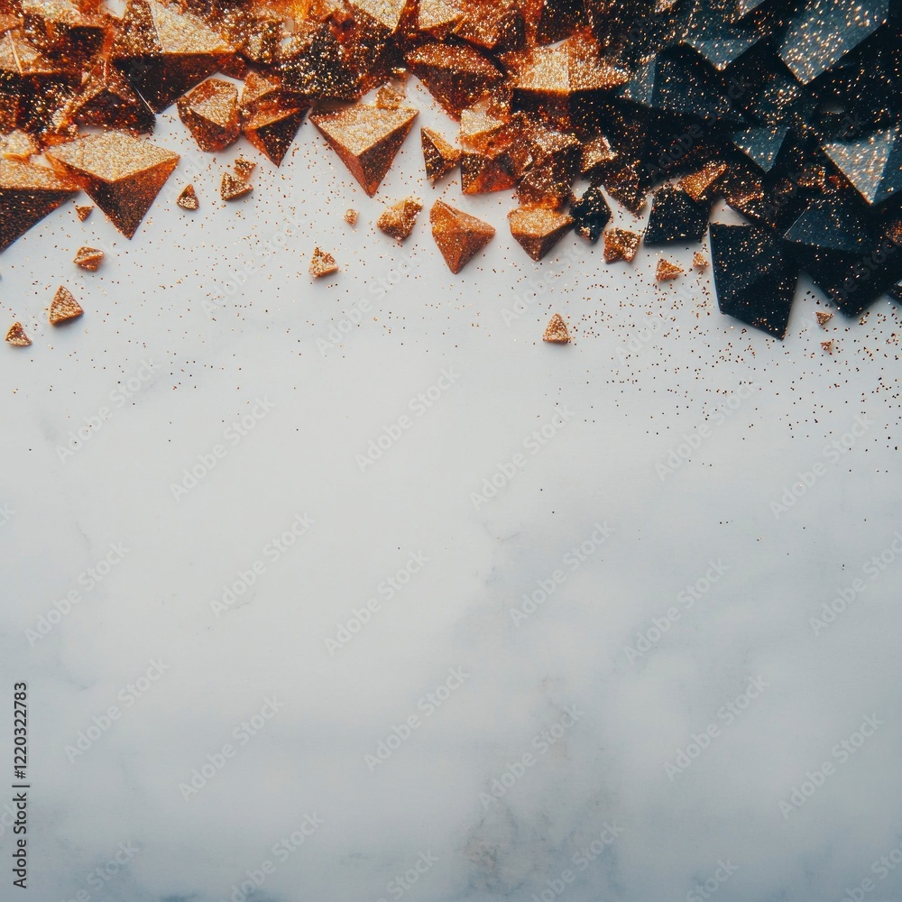 Gold Black Glitter Triangles on Marble Festive Background Gold Black Glitter Triangles on Marble Festive Background
