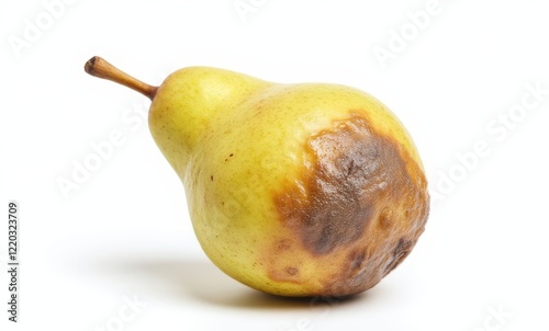 Ripe pear with blemishes and decay