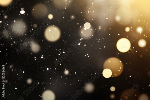 A mesmerizing backdrop featuring golden bokeh and shimmering particles against a dark background, creating a dreamy, festive atmosphere.