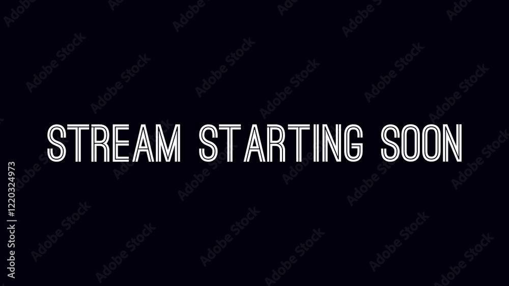 Stream Starting Soon Animated Banner with White Letters on black Background