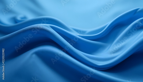 Smooth and Shiny Blue Silk Satin Fabric with Flowing Waves, High-Resolution 4K Close-Up for Luxury Fashion and Elegant Visual Projects.