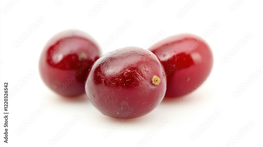 Three Juicy Cranberries Close-up