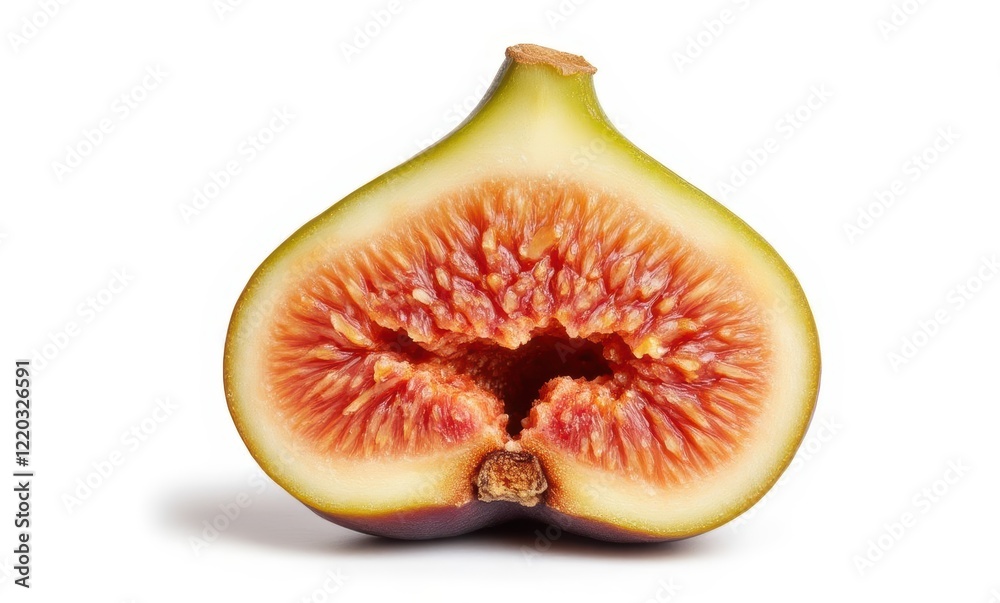 Freshly cut fig displaying vibrant interior Freshly cut fig displaying vibrant interior