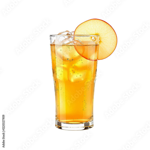 glass of cola with ice and apple photo