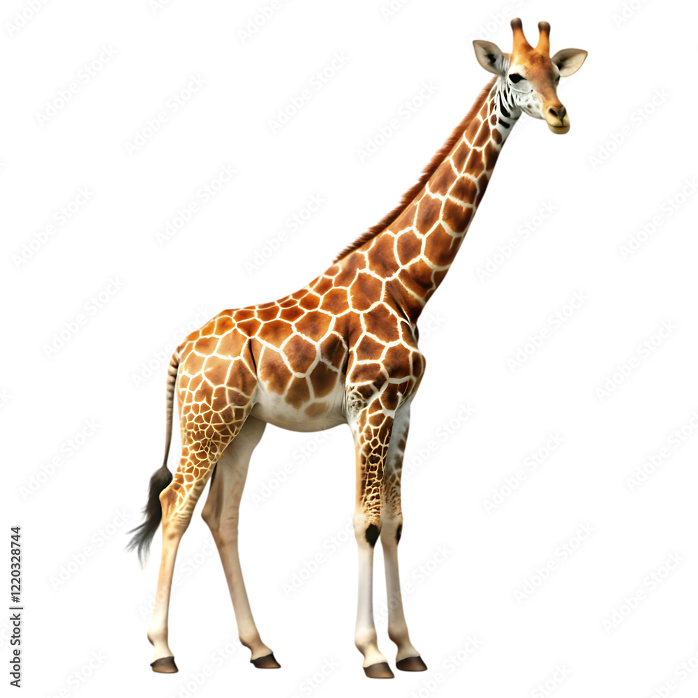Obraz premium Elegant Giraffe Isolated on Black Background Zoo Neck Tall Wild Spots 
