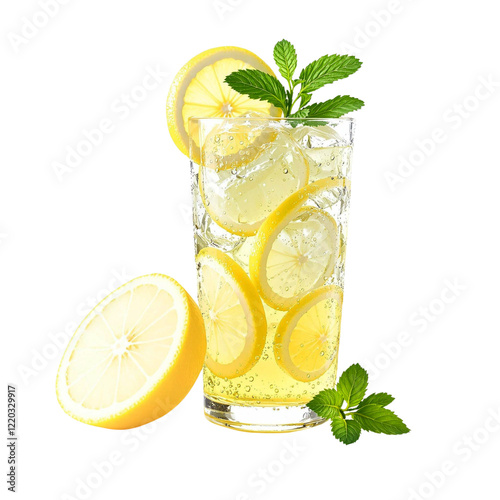 glass of water with lemon and mint