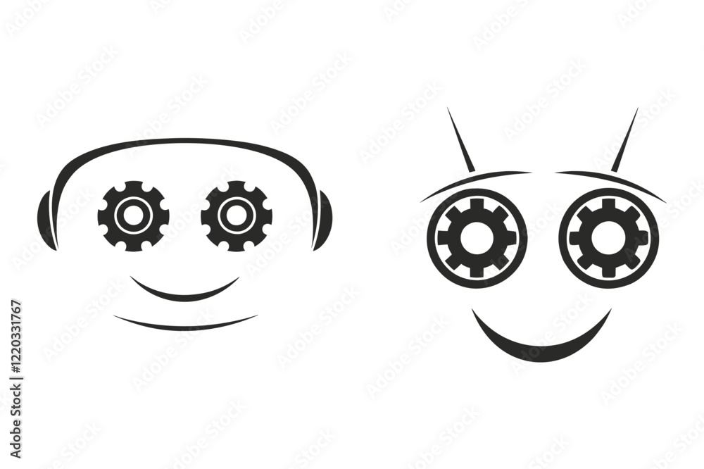 a logo of a minimalist robot face a logo of a minimalist robot face