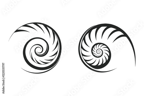 a logo of a spiral that forms into a shell