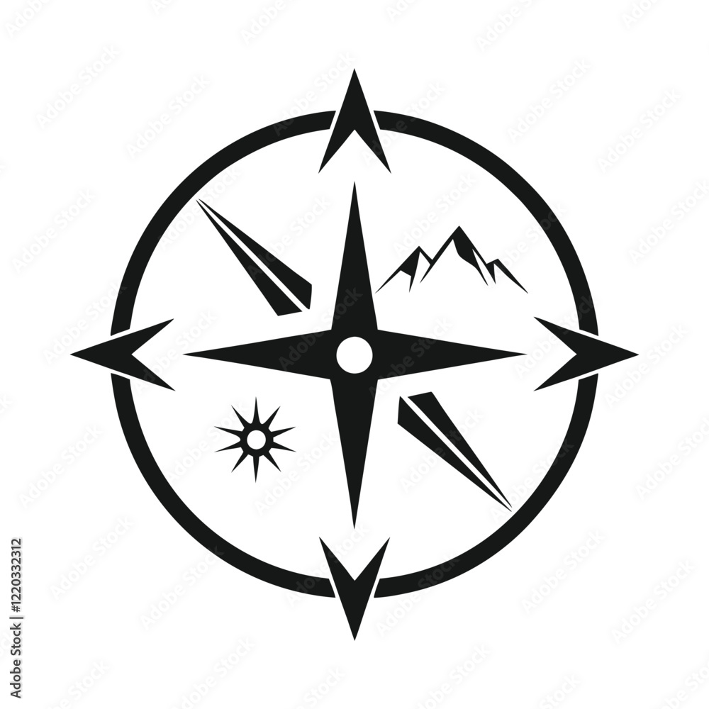 icon of a compass vector illustration icon of a compass vector illustration