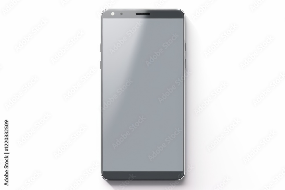 A sleek, modern smartphone with a blank gray screen is shown against a white background. A sleek, modern smartphone with a blank gray screen is shown against a white background.