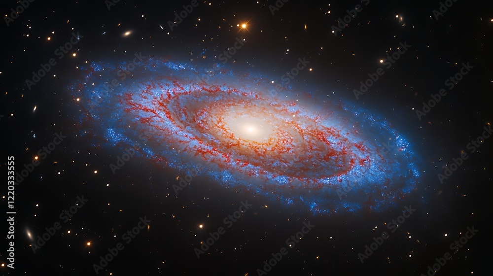 Fototapeta premium A beautiful spiral galaxy in the night sky glowing