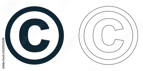 copyright symbol, C icon vector pictogram symbol ui and ux design, glyphs and stroke line	