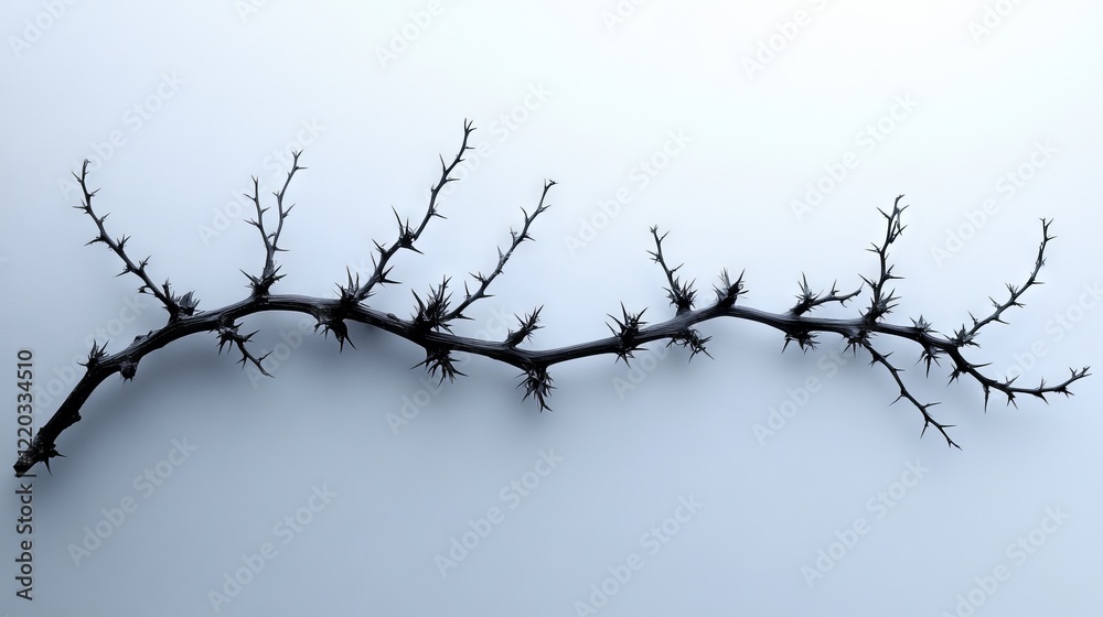 Thorny branch isolated on white background. Thorny branch isolated on white background.