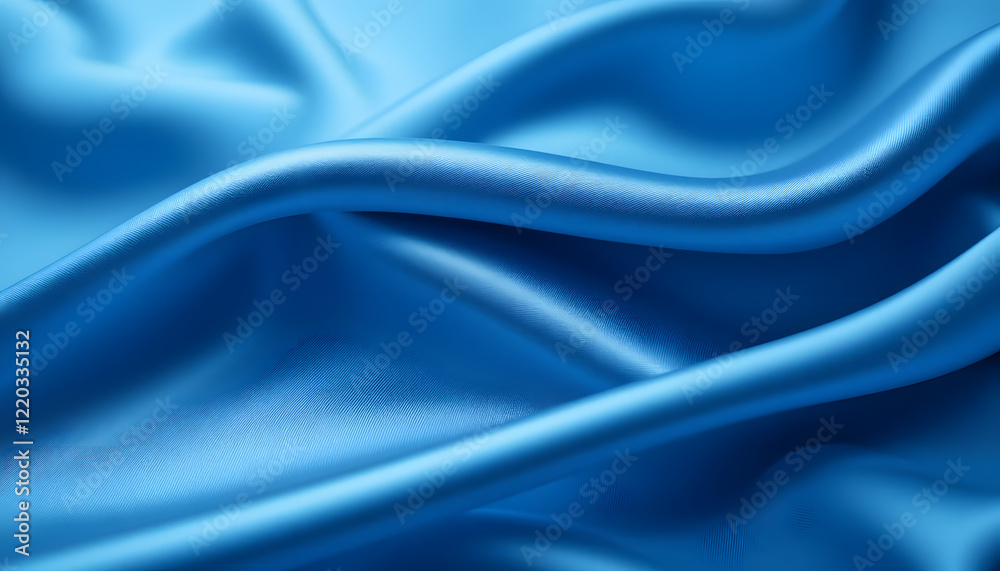 Fototapeta premium High-Resolution 4K Image of Blue Silk Satin Fabric with Gentle Waves, Perfect for Backgrounds, Branding, and Elegant Design Needs.