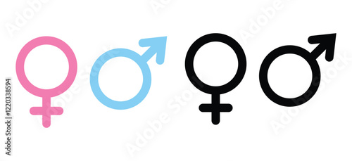 Gender symbols representing male and female signs in a colorful and modern style