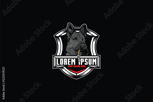 German Shepard dog badge vector image template