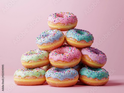 Wallpaper Mural A stack of colorful donuts with sprinkles. AI. Torontodigital.ca