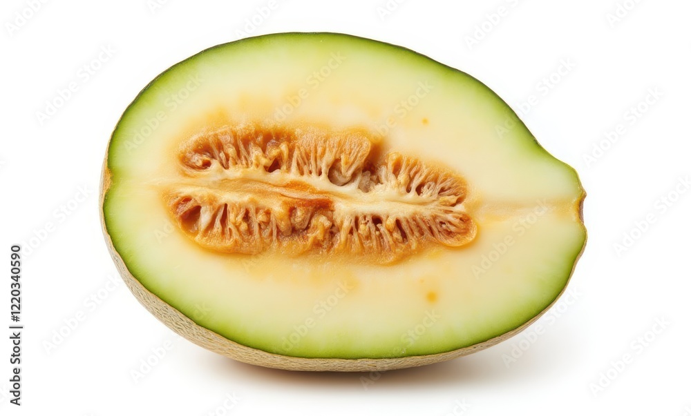 Freshly sliced cantaloupe melon half Freshly sliced cantaloupe melon half