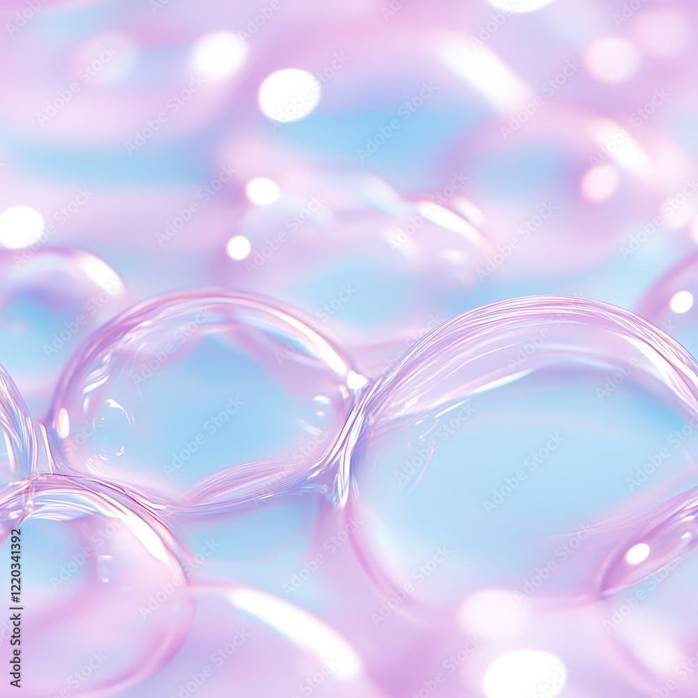 A cluster of translucent soap bubbles, overlapping in a delightful assortment of pastel colors, produces captivating light reflections and stunning refractions that mesmerize the eye A cluster of translucent soap bubbles, overlapping in a delightful assortment of pastel colors, produces captivating light reflections and stunning refractions that mesmerize the eye