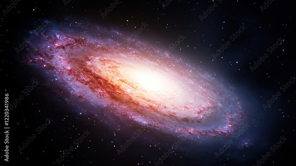 Fototapeta premium Deep cosmic dust swirls in purple hues, revealing the beauty of the galaxy from distant space, capturing the splendor of celestial wonders and star formations