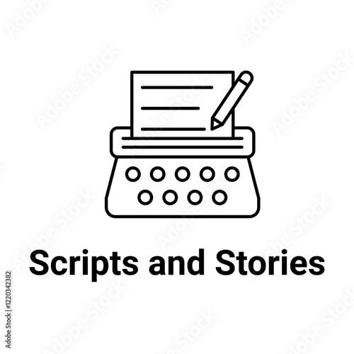 Scripts and Stories Icon. Content Writing and Creative Storytelling Illustration for Media and Literature.