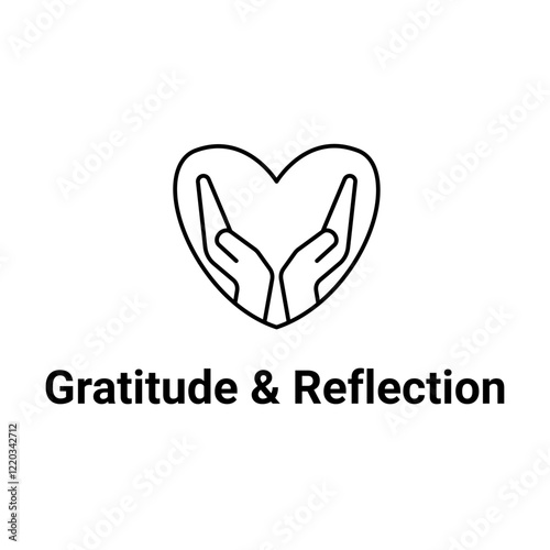 Gratitude and Reflection Icon. Appreciation and Self-Reflection Illustration for Wellness Practices.