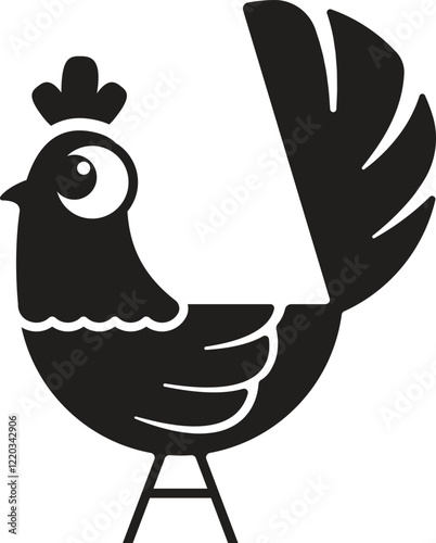 Chicken logo silhouette. black simple chicken icon logo