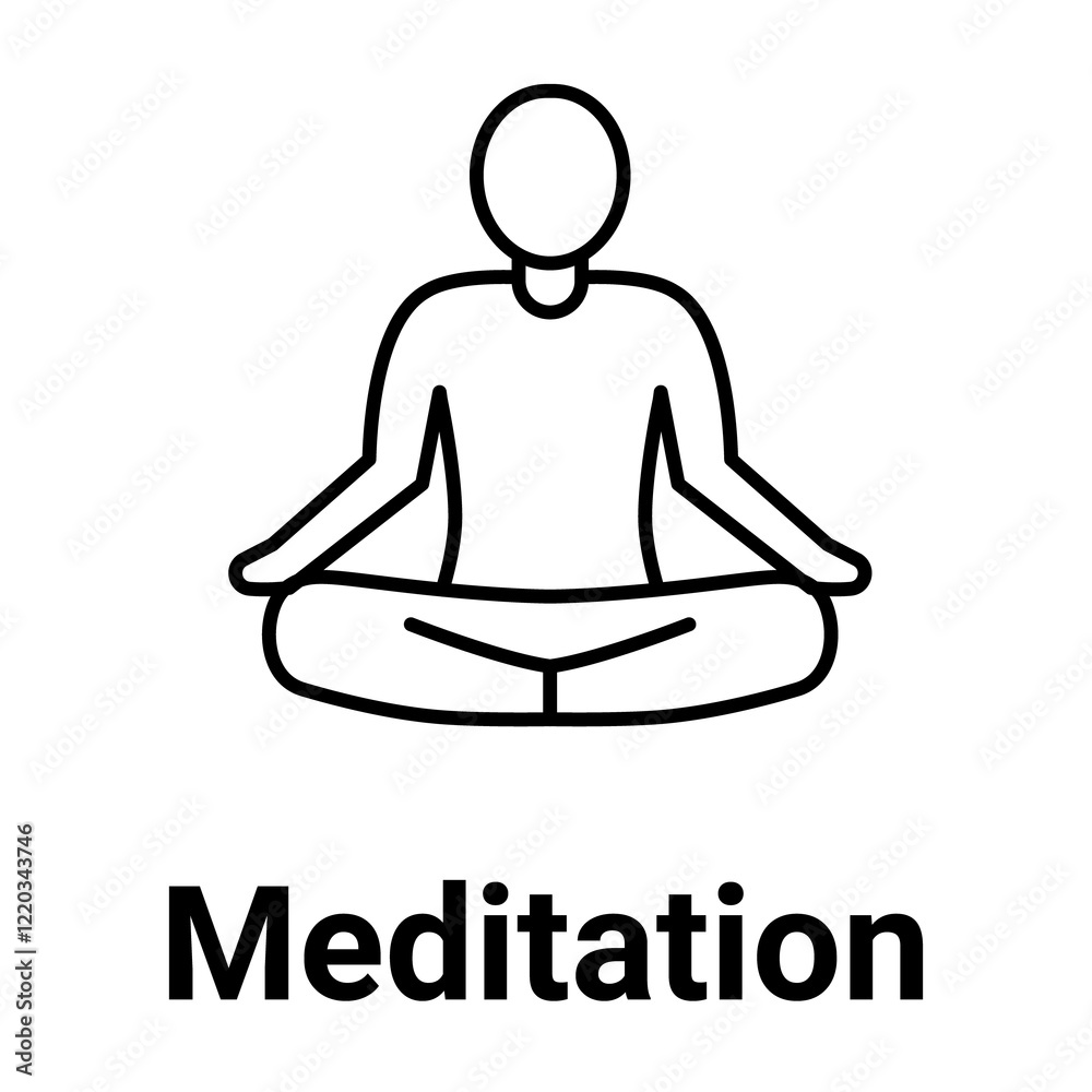 Meditation Icon. Relaxation and Inner Peace Illustration for Mindfulness Practices.