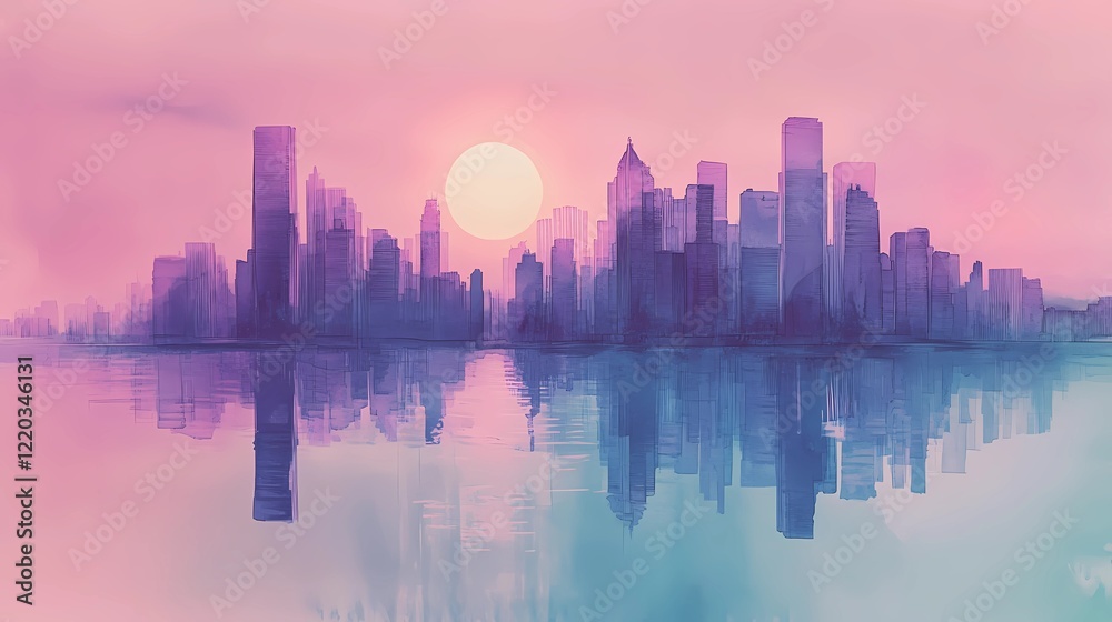 Obraz premium Digital retro background featuring a neon grid and vibrant colors, illustrated in a timeless storybook-inspired art style