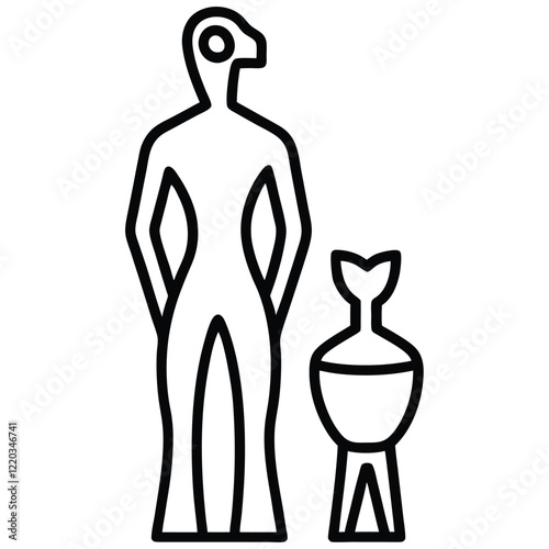 A vector silhouette design of simple, modern clay figurines representing abstract human forms 