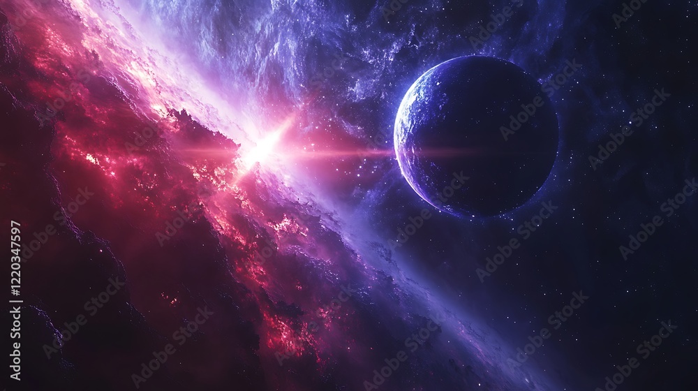 Obraz premium A black hole and accretion disk with blue light