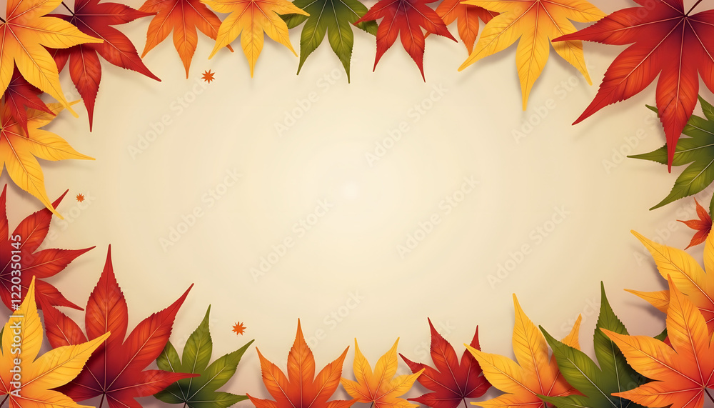 Autumn leaves frame on a light background for seasonal decoration, copy space Autumn leaves frame on a light background for seasonal decoration, copy space