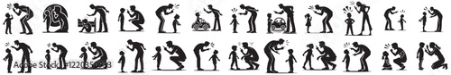 vector set of silhouette wrong parenting