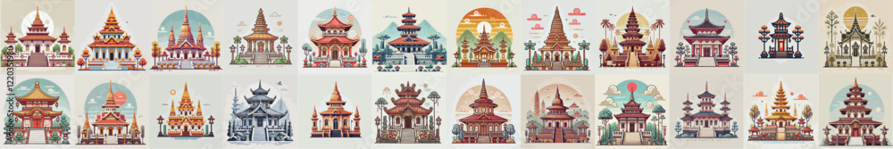 Fototapeta premium vector set of khong hu cu temple