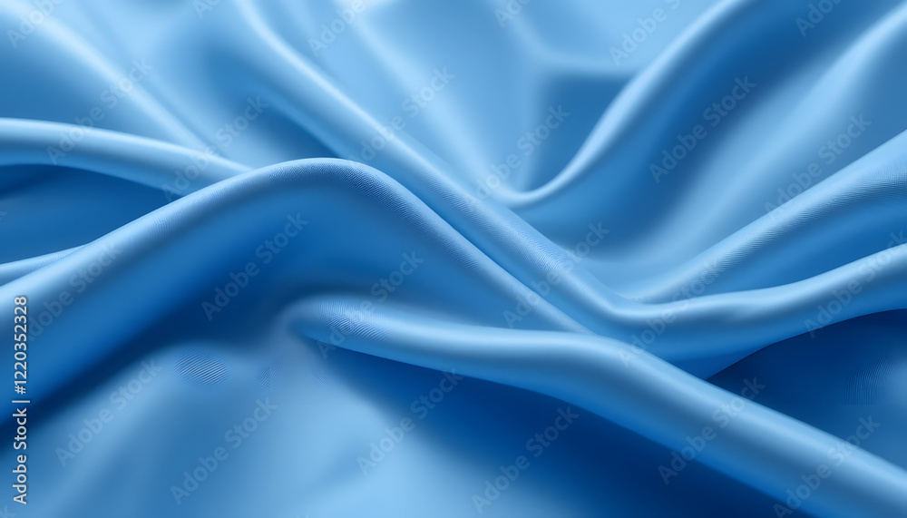 Obraz premium Luxurious Blue Satin Silk Texture in 4K Resolution, Featuring Soft Flowing Waves for Fashion, Interior, and High-End Design Projects.