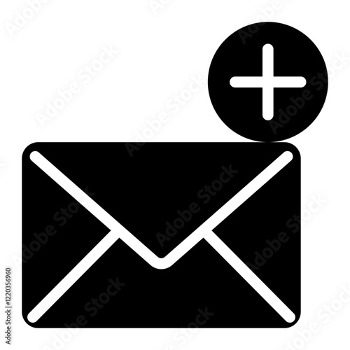New Email Icon Glyph Style for Communication Technology Themes
