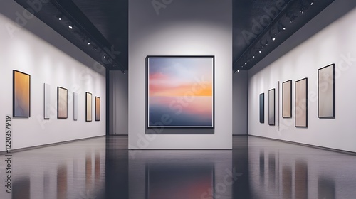 Tranquil Sunset: A Modern Art Gallery Exhibit