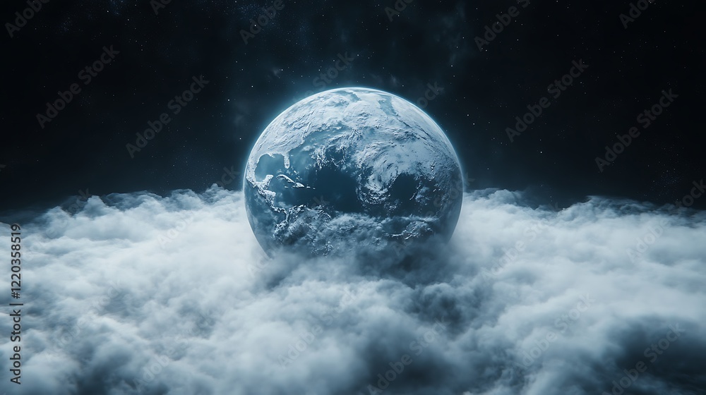 3D rendering of the Earth with clouds around it 3D rendering of the Earth with clouds around it