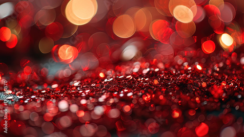 christmas lights red glistering bokeh blurry background