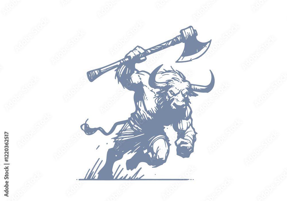 Minotaur hand drawn sketch vector Minotaur hand drawn sketch vector