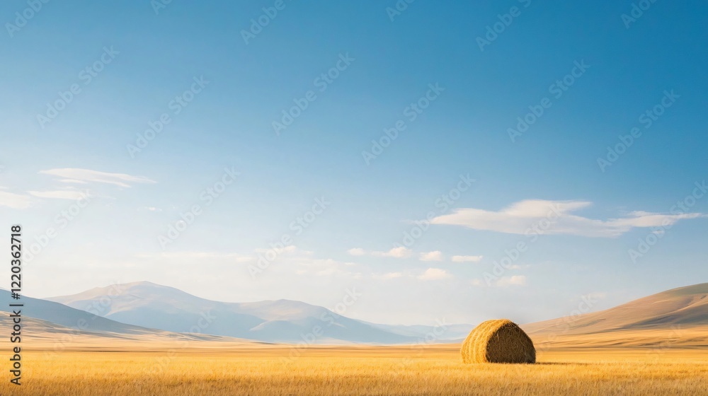Obraz premium Basking in the Golden Fields A Traditional Haystack Surrounded by Nature's Beauty