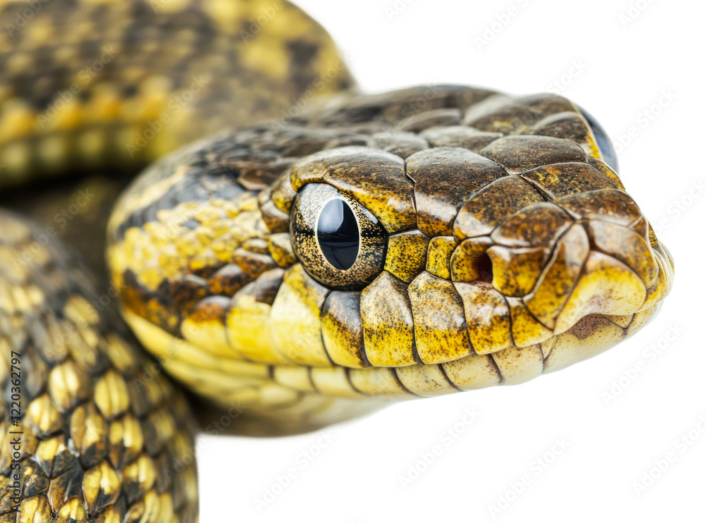 Close up of a colorful snake in natural light, cut out - stock png. Close up of a colorful snake in natural light, cut out - stock png.
