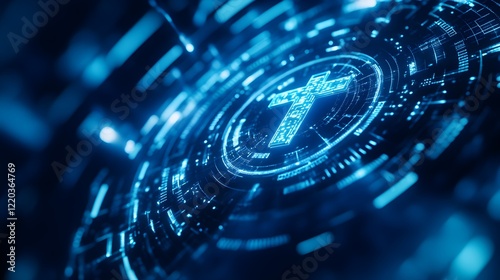 digital cross futuristic christian technology abstract religious