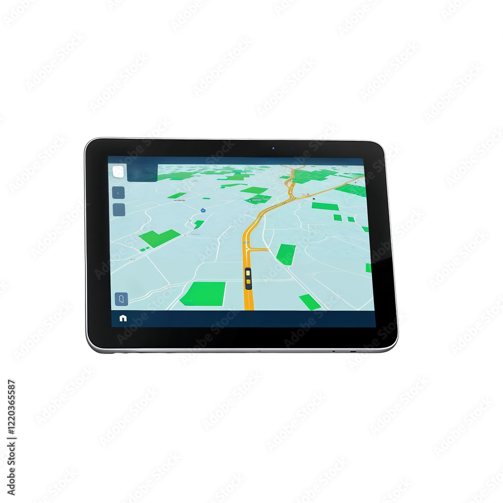 GPS navigator with map isolated on white, transparent, car navigate device